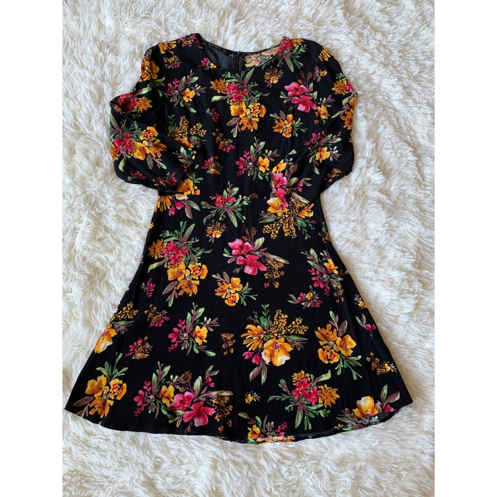 💃Zara Black floral Mini dress size M - Picture 4 of 6